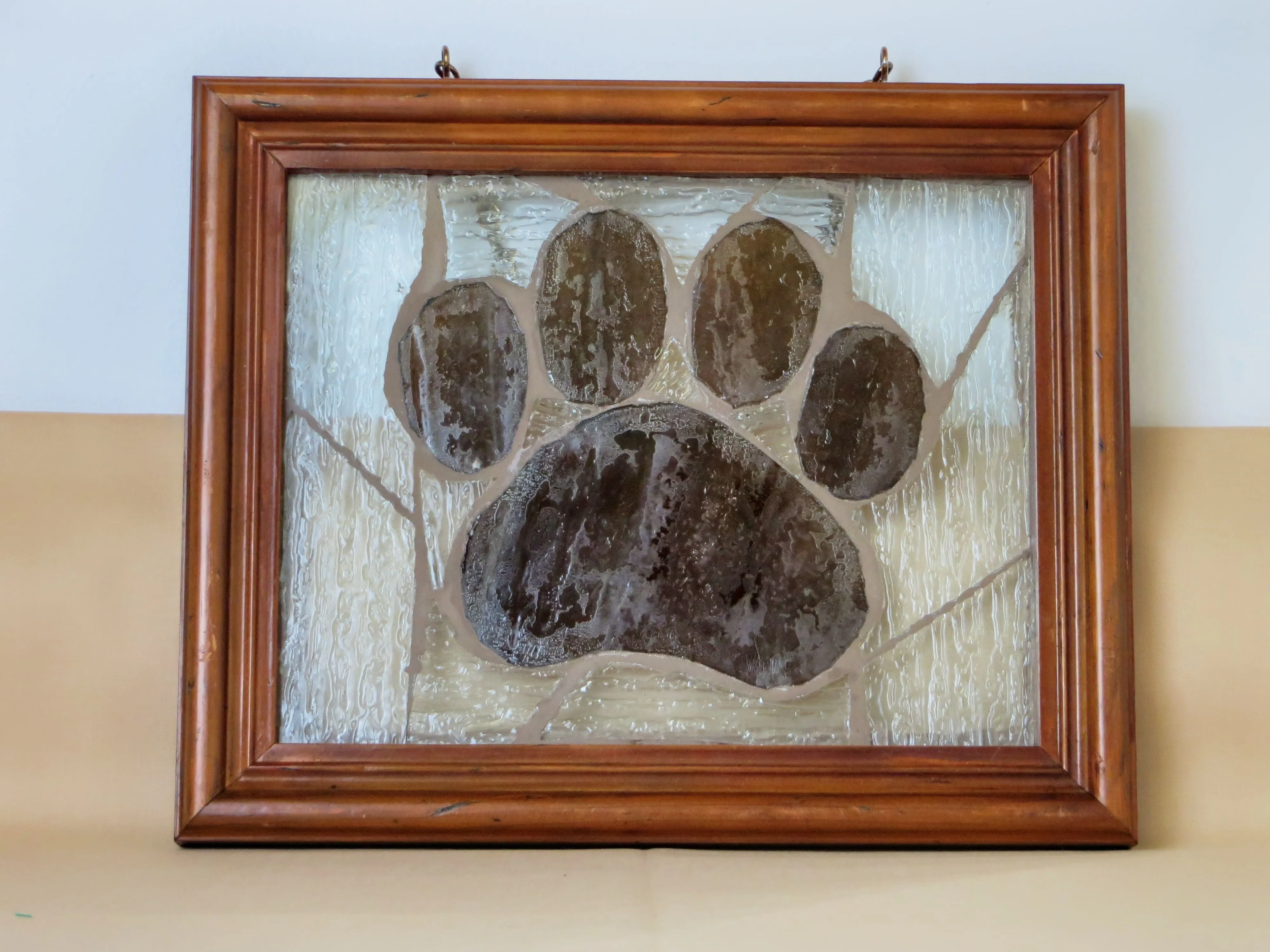 Framed Paw Print Stained Glass