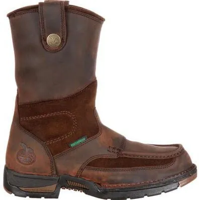 Georgia Men's Athens 10" Steel Toe Waterproof Wellington Boot- Brown- G4603