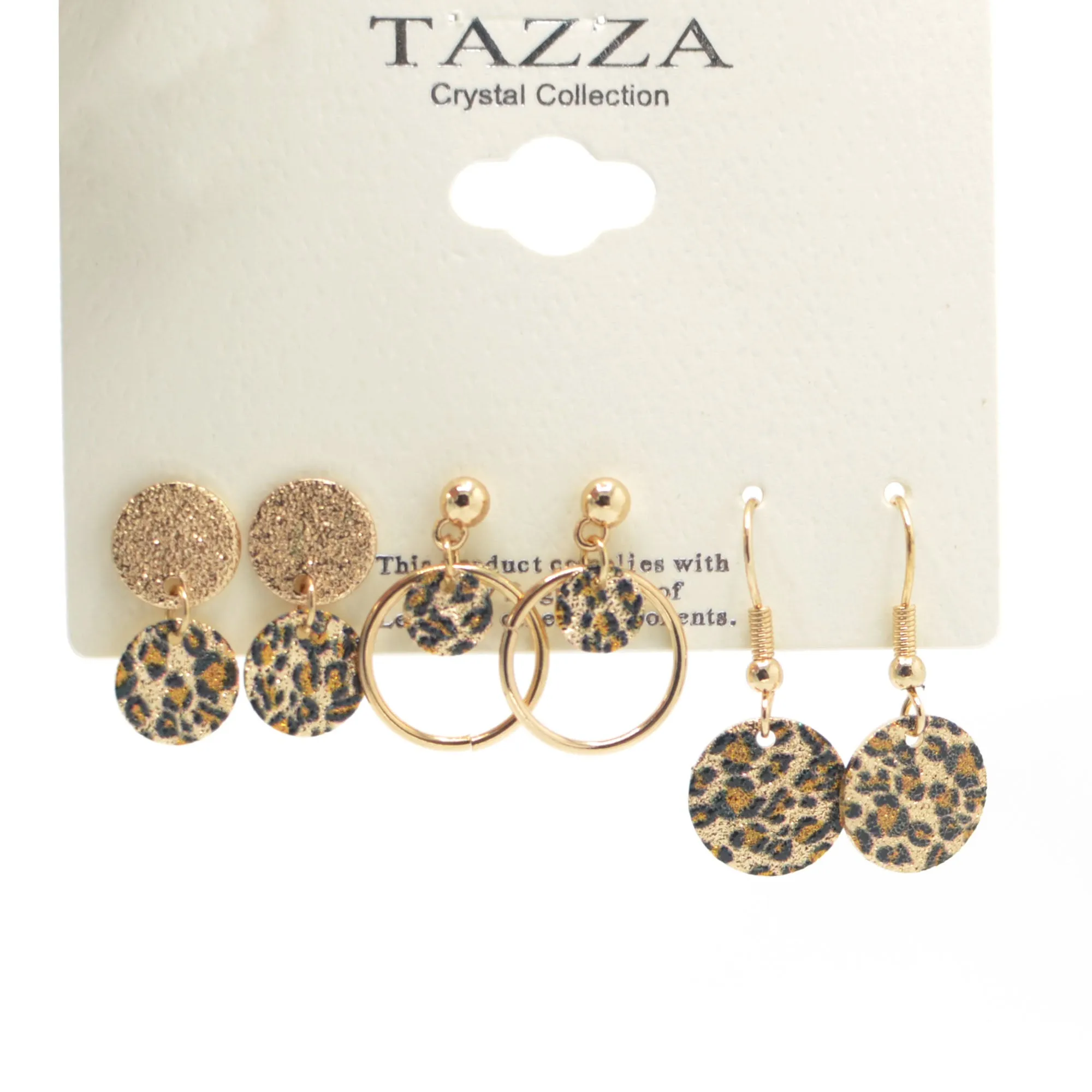 GOLD 3 PAIR EARRINGS SET#SQGN1031-0010 (NF5)