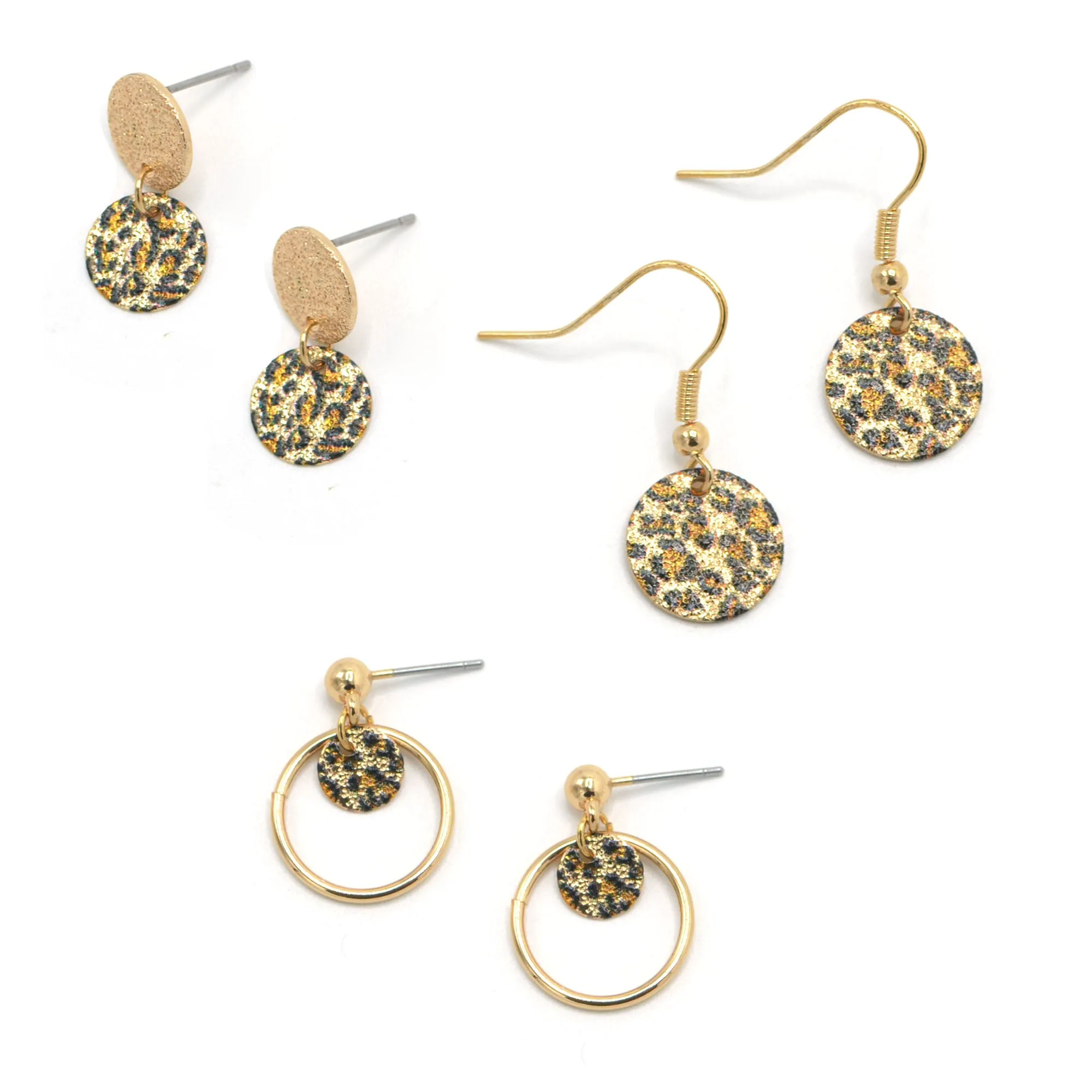 GOLD 3 PAIR EARRINGS SET#SQGN1031-0010 (NF5)