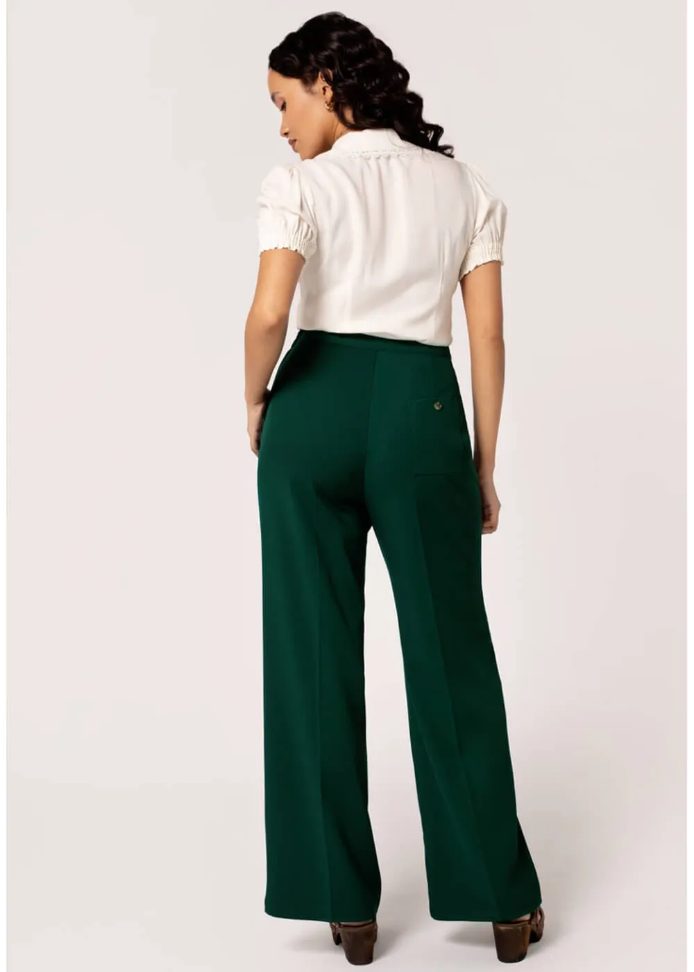 Hell Bunny Ginger 40's Swing Trousers Dark Green