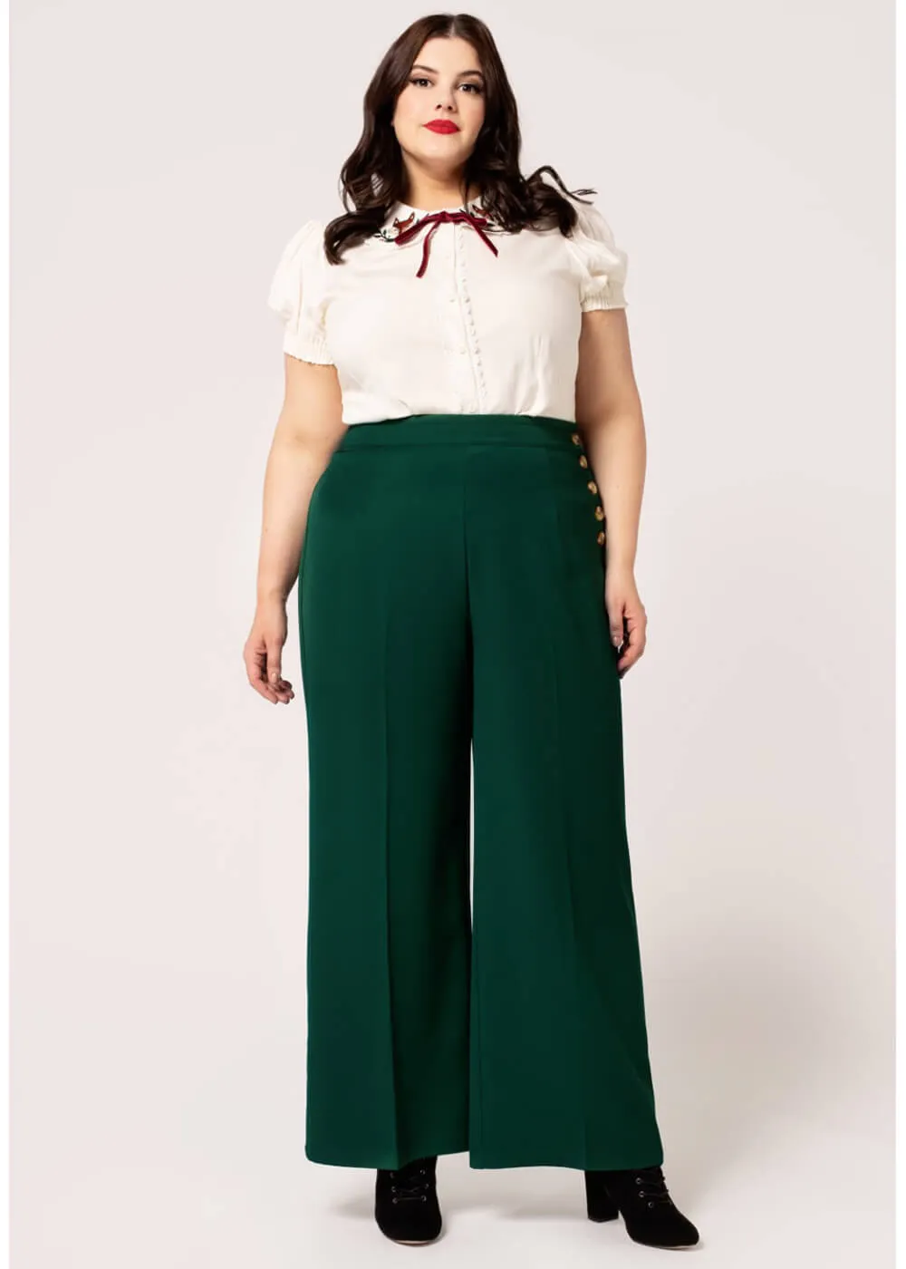 Hell Bunny Ginger 40's Swing Trousers Dark Green