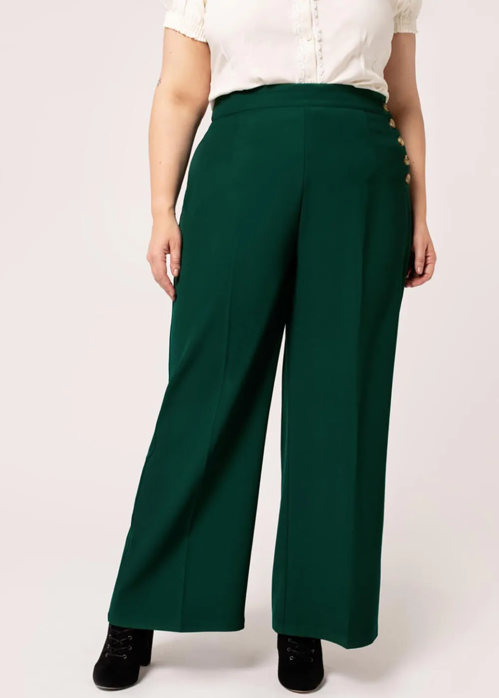 Hell Bunny Ginger 40's Swing Trousers Dark Green