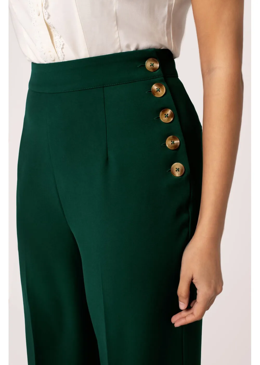 Hell Bunny Ginger 40's Swing Trousers Dark Green