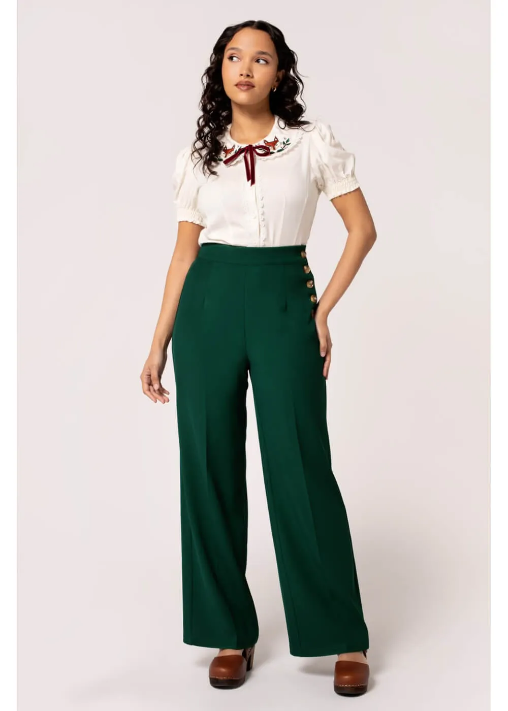 Hell Bunny Ginger 40's Swing Trousers Dark Green