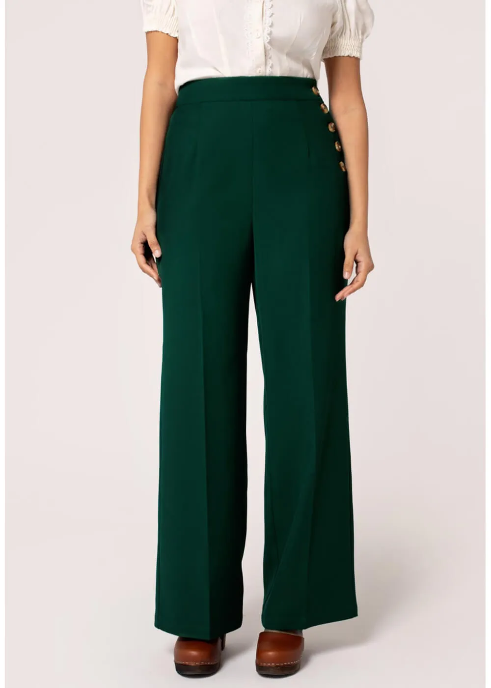 Hell Bunny Ginger 40's Swing Trousers Dark Green