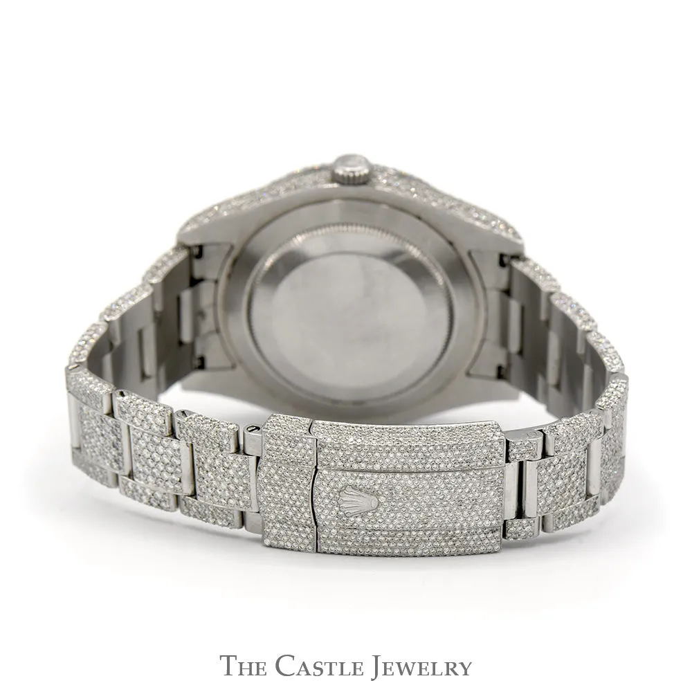 Iced Out Diamond Rolex Datejust 116334 41mm Watch with Diamond Oyster Bracelet, Bezel, Case & Arabic Dial