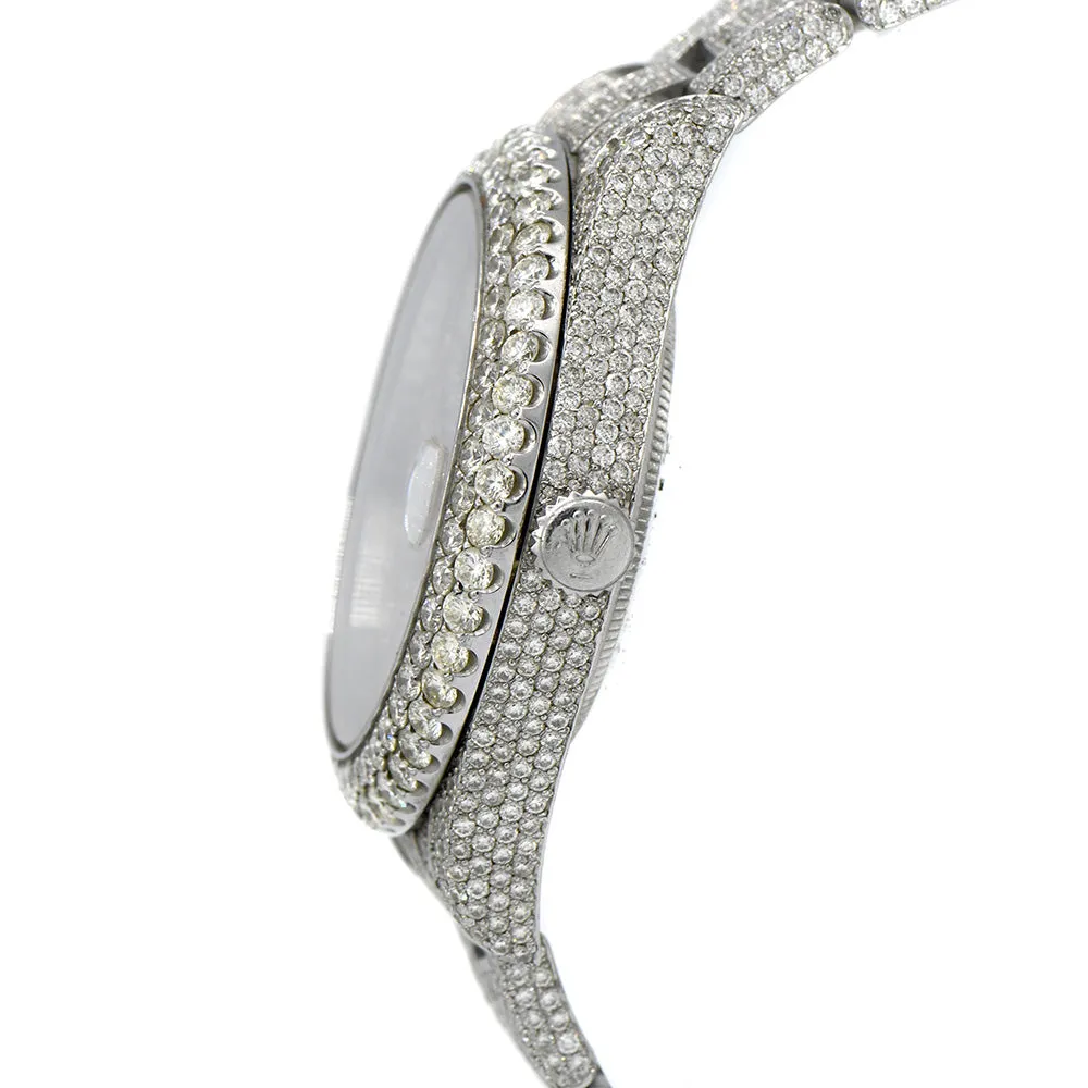 Iced Out Diamond Rolex Datejust 116334 41mm Watch with Diamond Oyster Bracelet, Bezel, Case & Arabic Dial