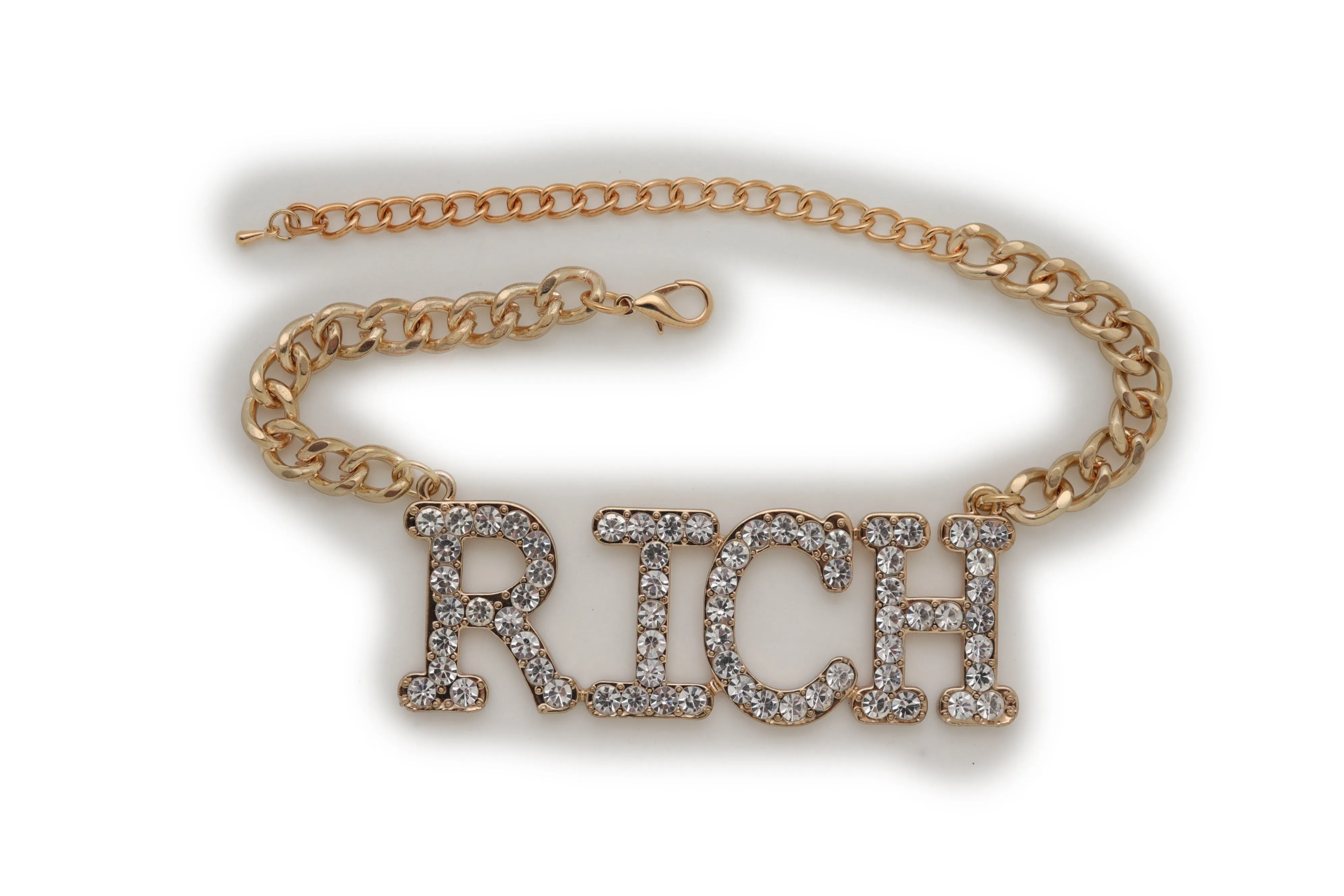 Iced Out "RICH" Gold Metal Boot Chain