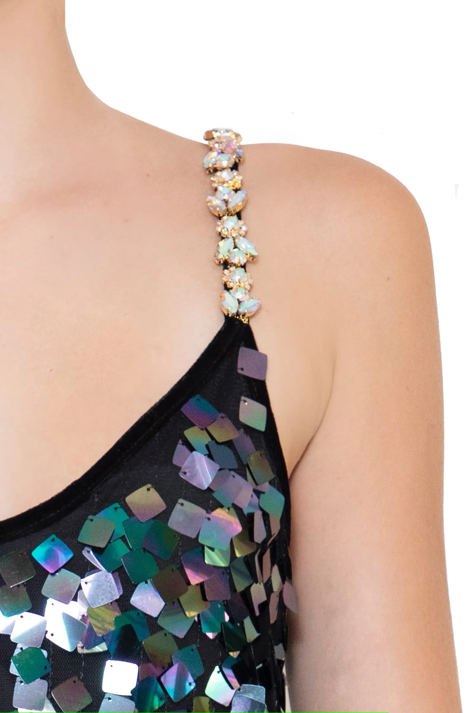 Ilona Rich Embellished Sequin Metallic Iridescent Dress
