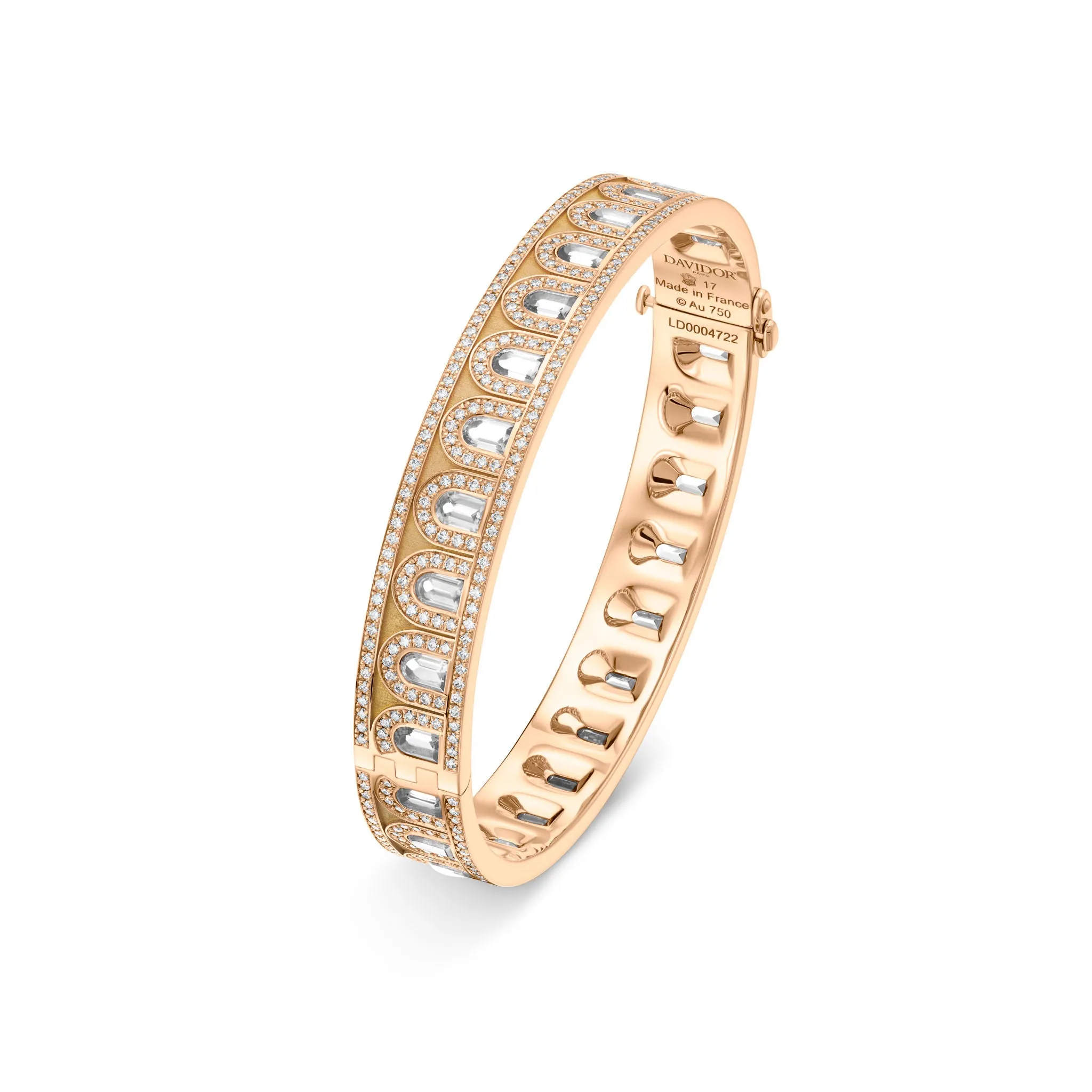 L'Arc Deco Bangle, 18k Rose Gold with DAVIDOR Arch Cut Diamonds and Brilliant Diamonds