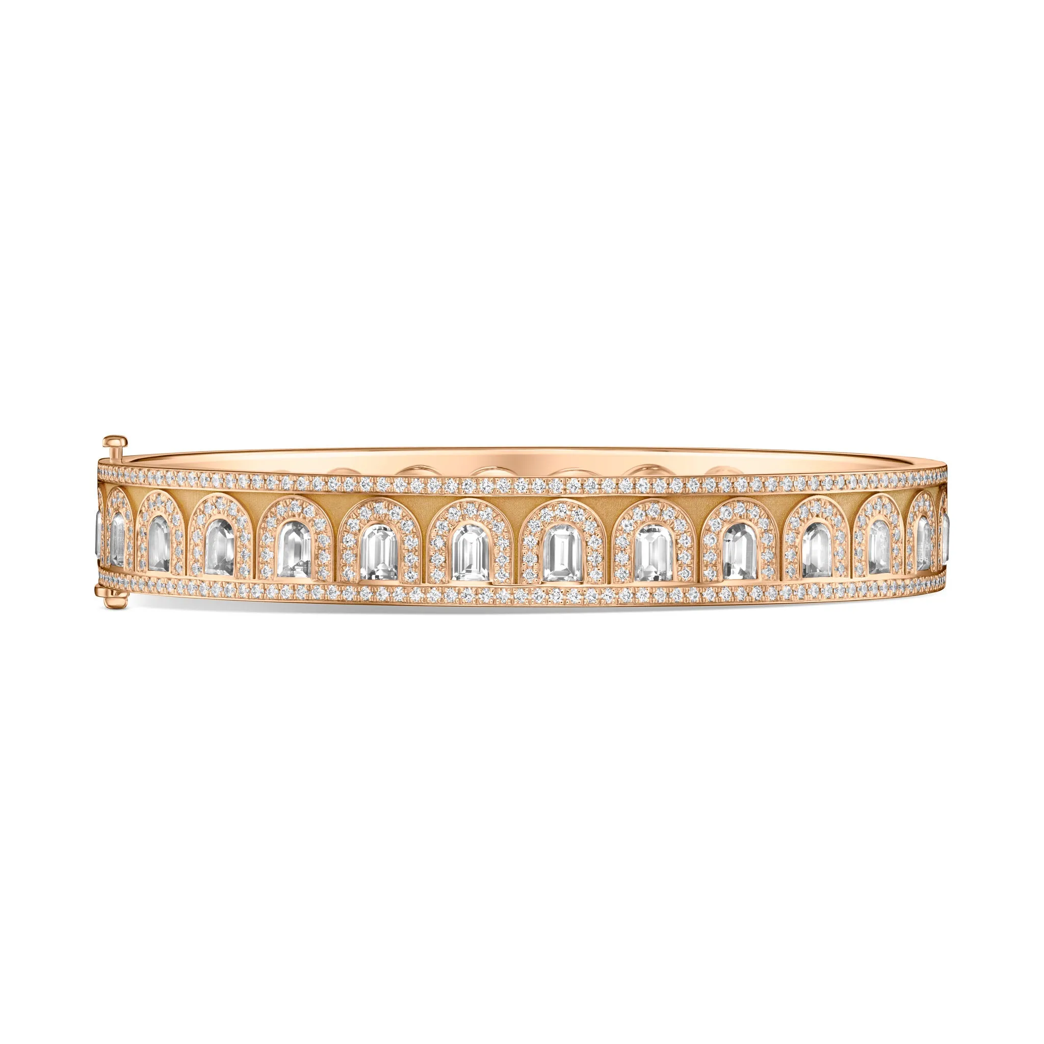 L'Arc Deco Bangle, 18k Rose Gold with DAVIDOR Arch Cut Diamonds and Brilliant Diamonds