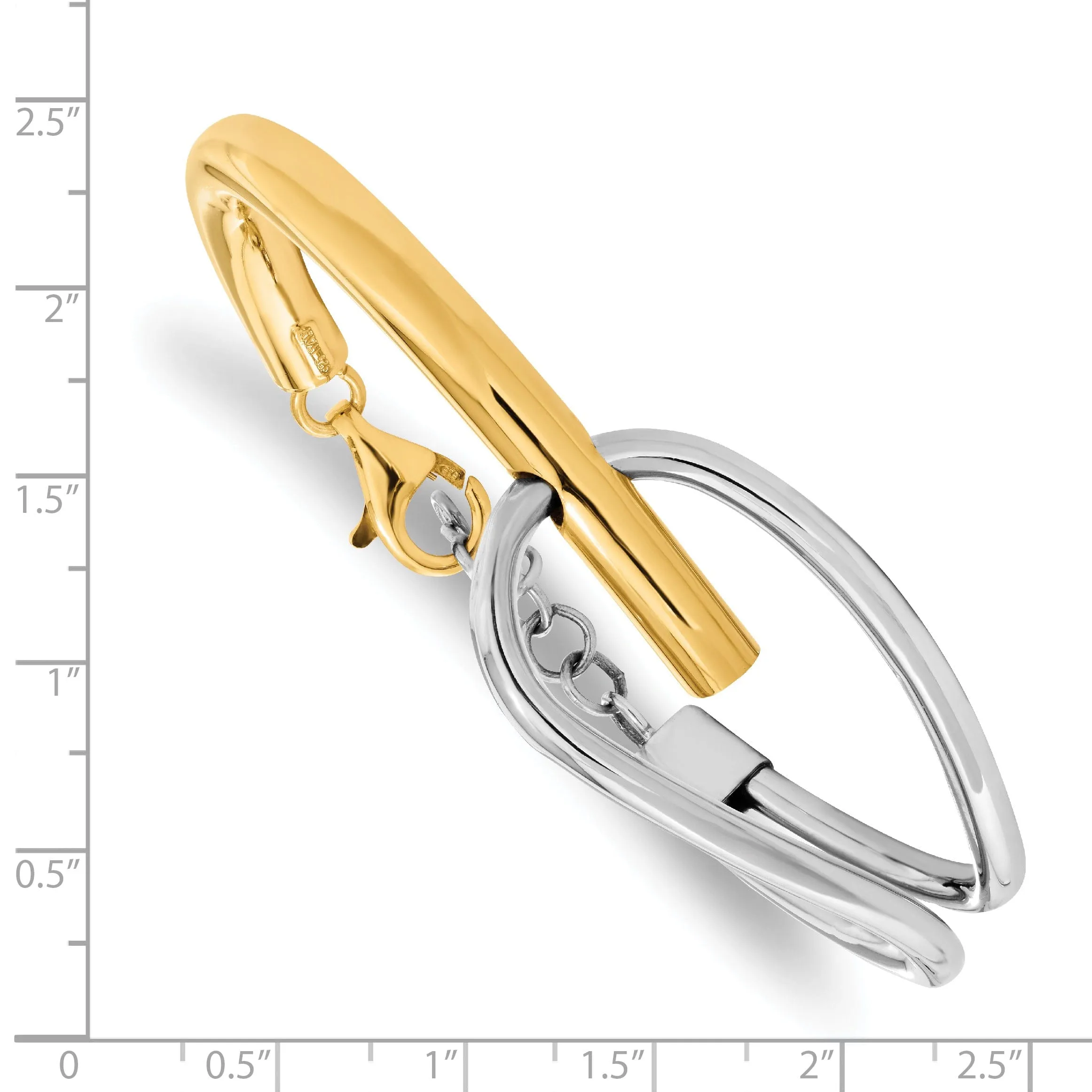 Leslie Silver Gold-tone Polish Bangle Bracelet