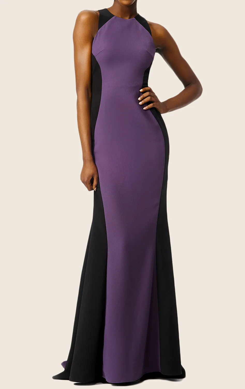 MACloth Two Tone Mermaid Straps O Neck Jersey Prom Dress Formal Evening Gown