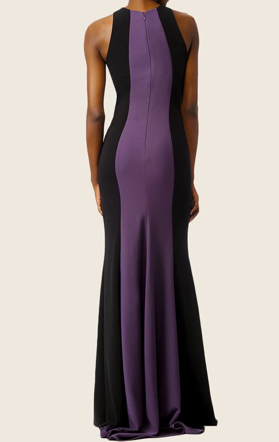 MACloth Two Tone Mermaid Straps O Neck Jersey Prom Dress Formal Evening Gown