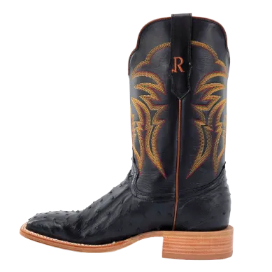 MENS 11" BLACK FULL QUILL OSTRICH R WATSON BOOTS