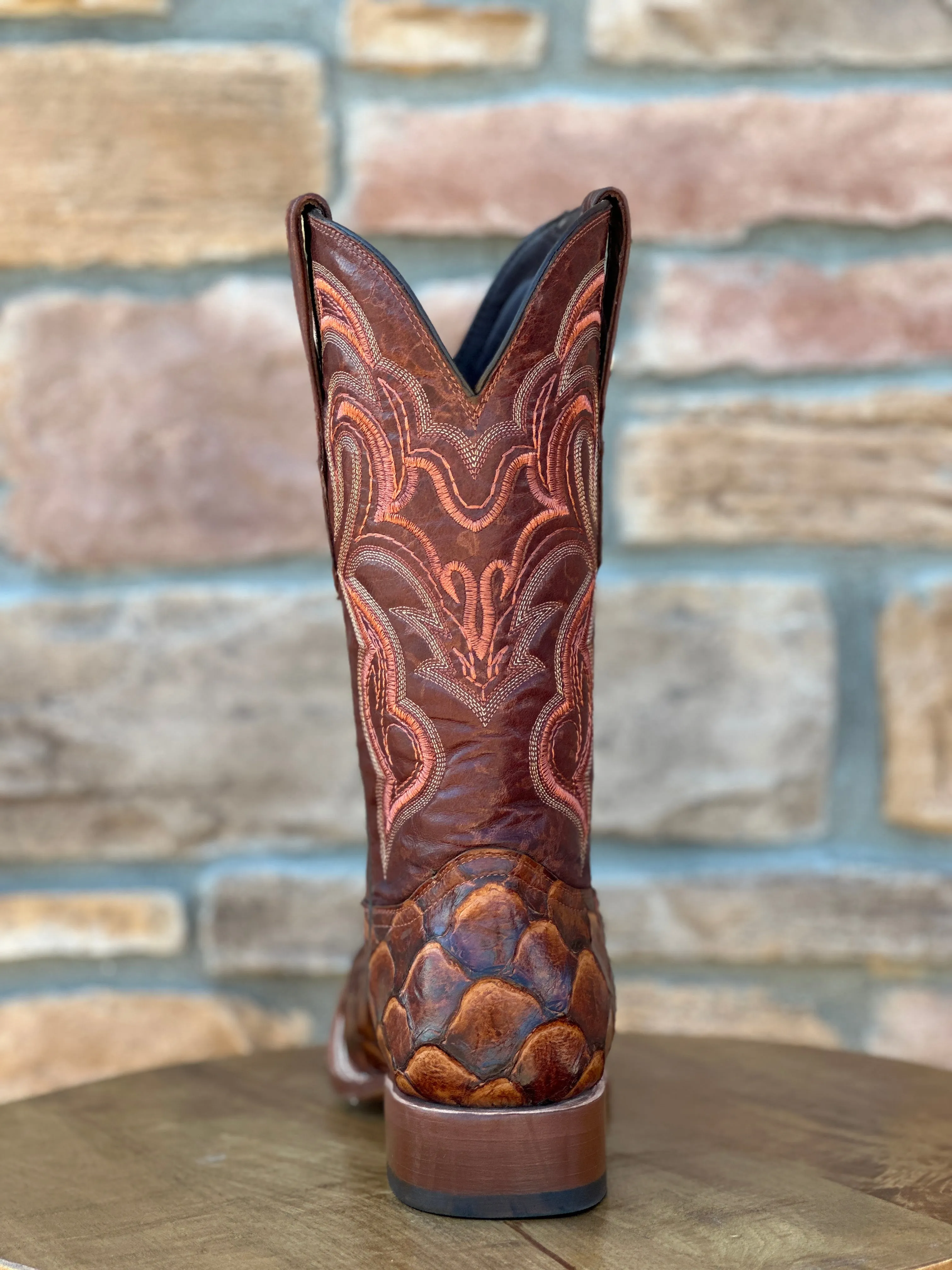 Men's Tanner Mark Cognac Fish Print Boots