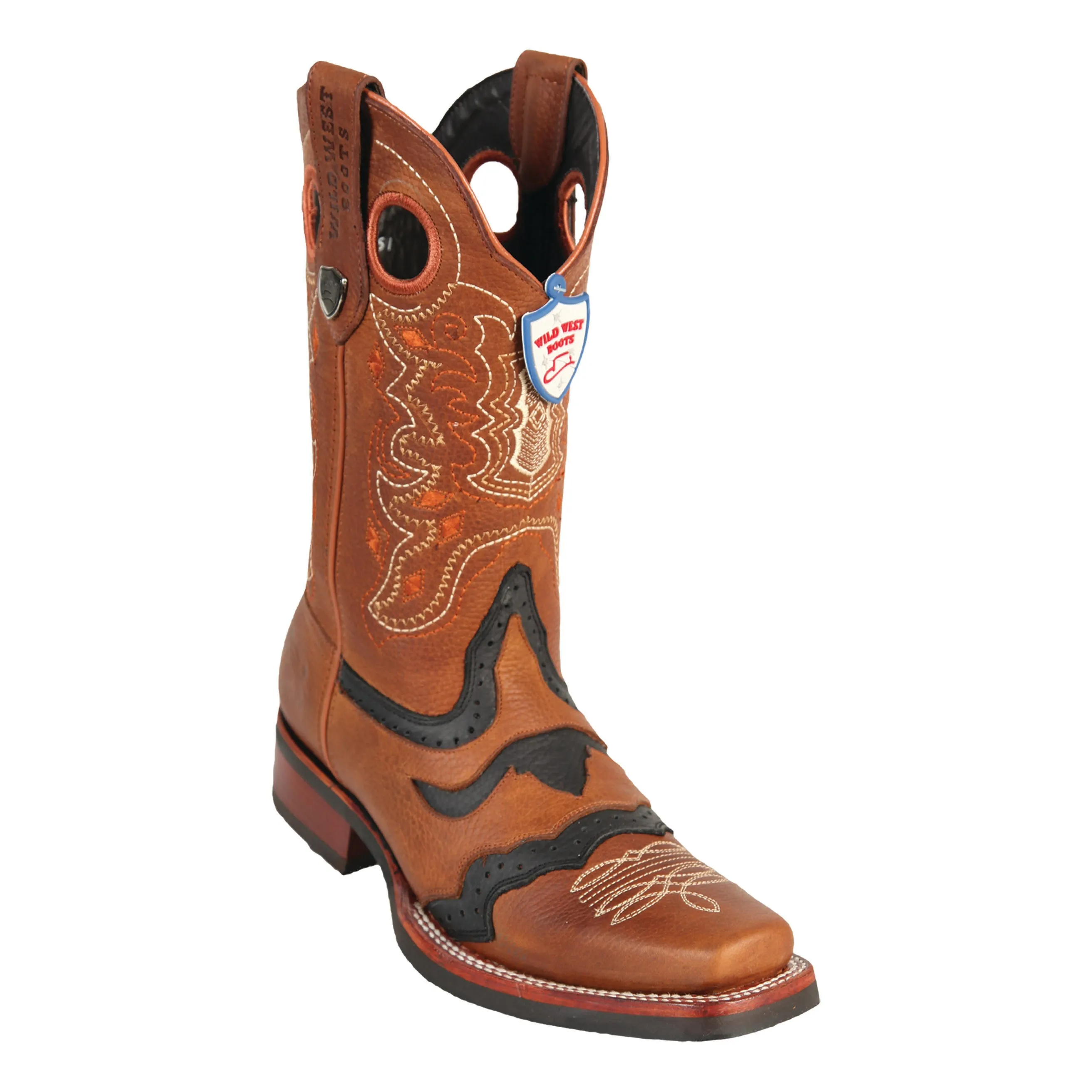 Men's Wild West Grisly Saddle With Rubber Sole Boots Square Toe