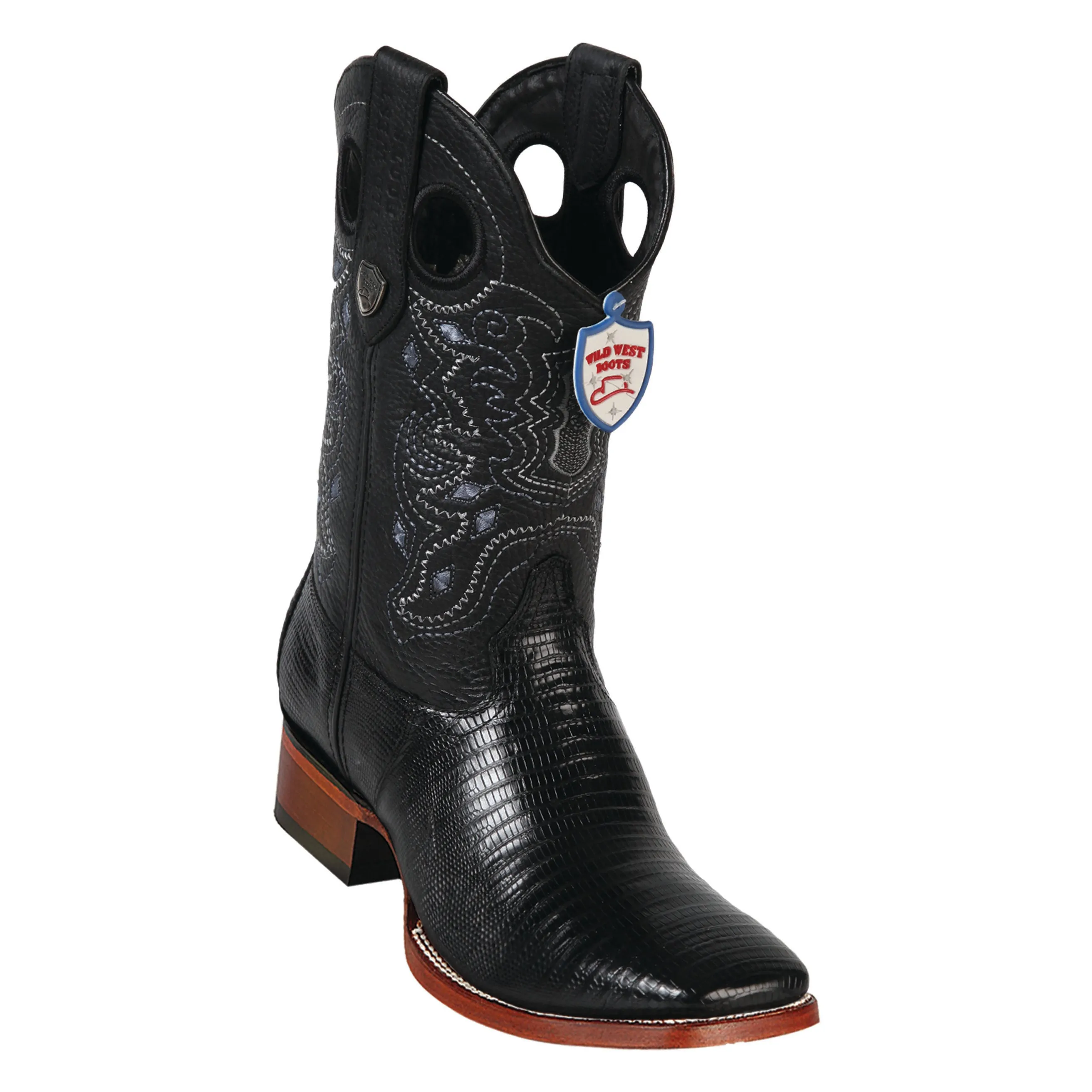 Men's Wild West Teju Lizard Boots Wide Square Toe