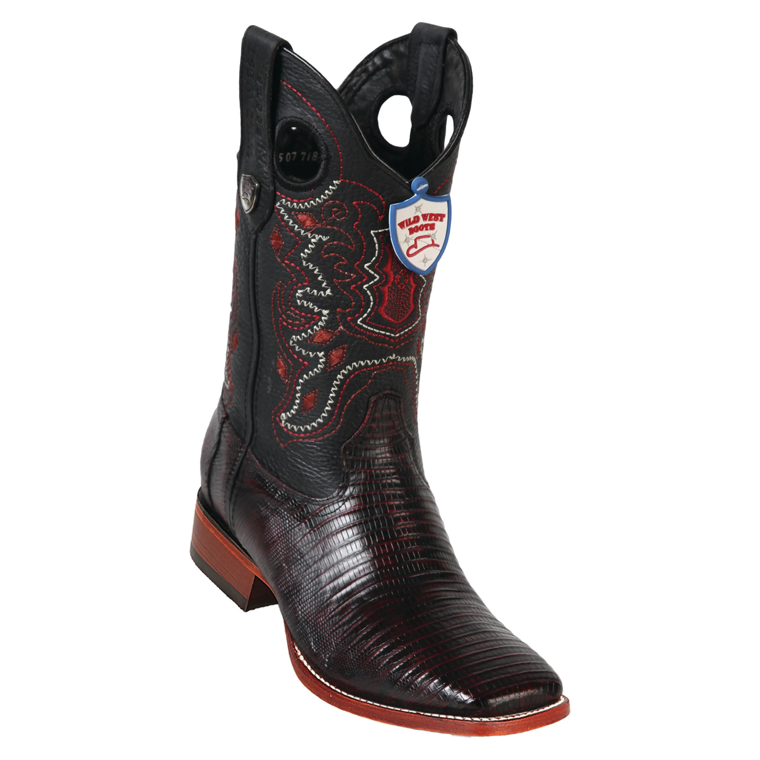 Men's Wild West Teju Lizard Boots Wide Square Toe