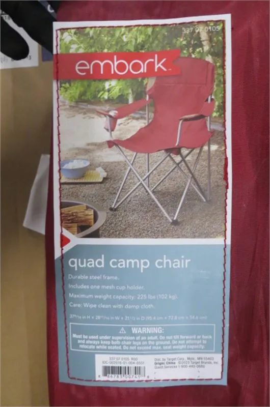 New Embark Oversize Outdoor Camping Captain Chair with Carrying Case Red