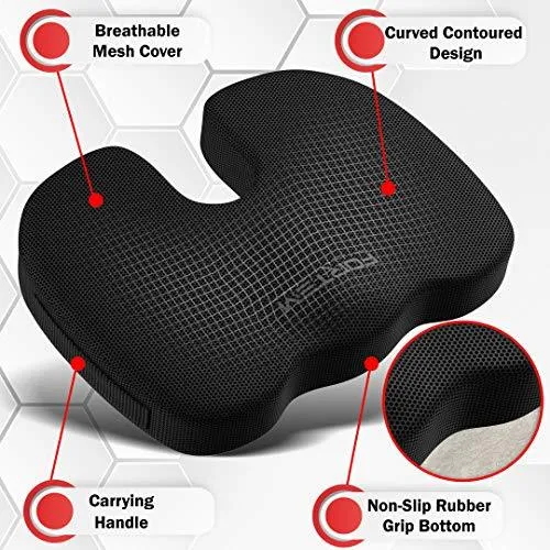 New FORTEM Seat Cushion & Lumbar Support for Office Chair, Car, Wheelchair, Memory Foam Pillow, Washable Covers! Retails $120 