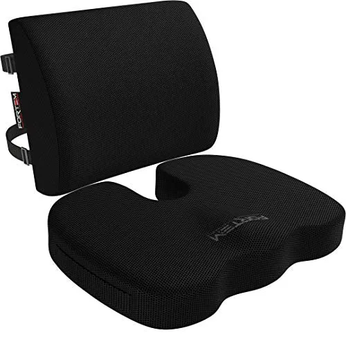 New FORTEM Seat Cushion & Lumbar Support for Office Chair, Car, Wheelchair, Memory Foam Pillow, Washable Covers! Retails $120 