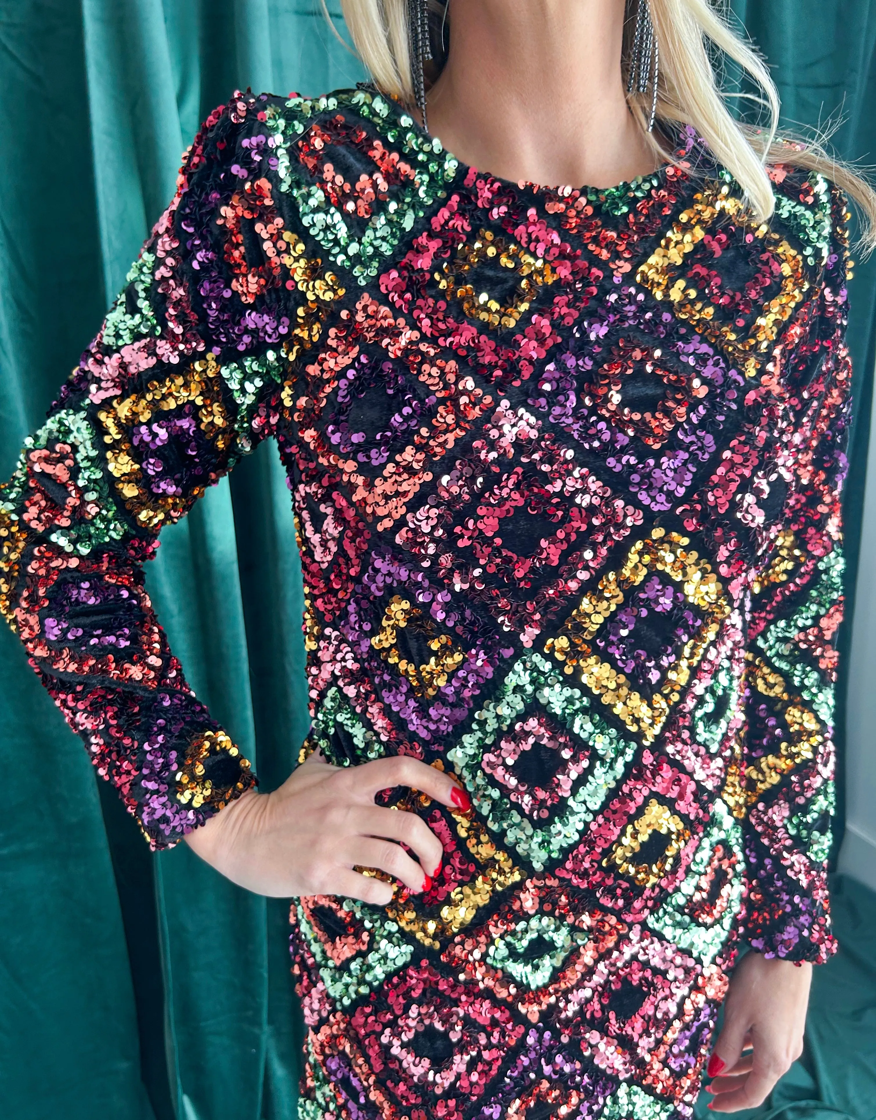 Nightfall Stretchy Sequin Mini Dress