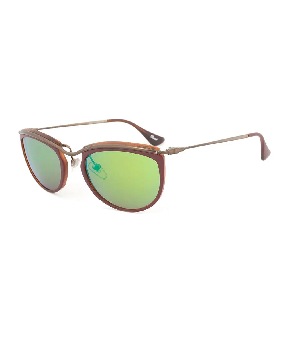 Persol PO3082S 1006/07 Sunglasses | Red and Matte Havana Frame | Brown Mirror Gold Lens