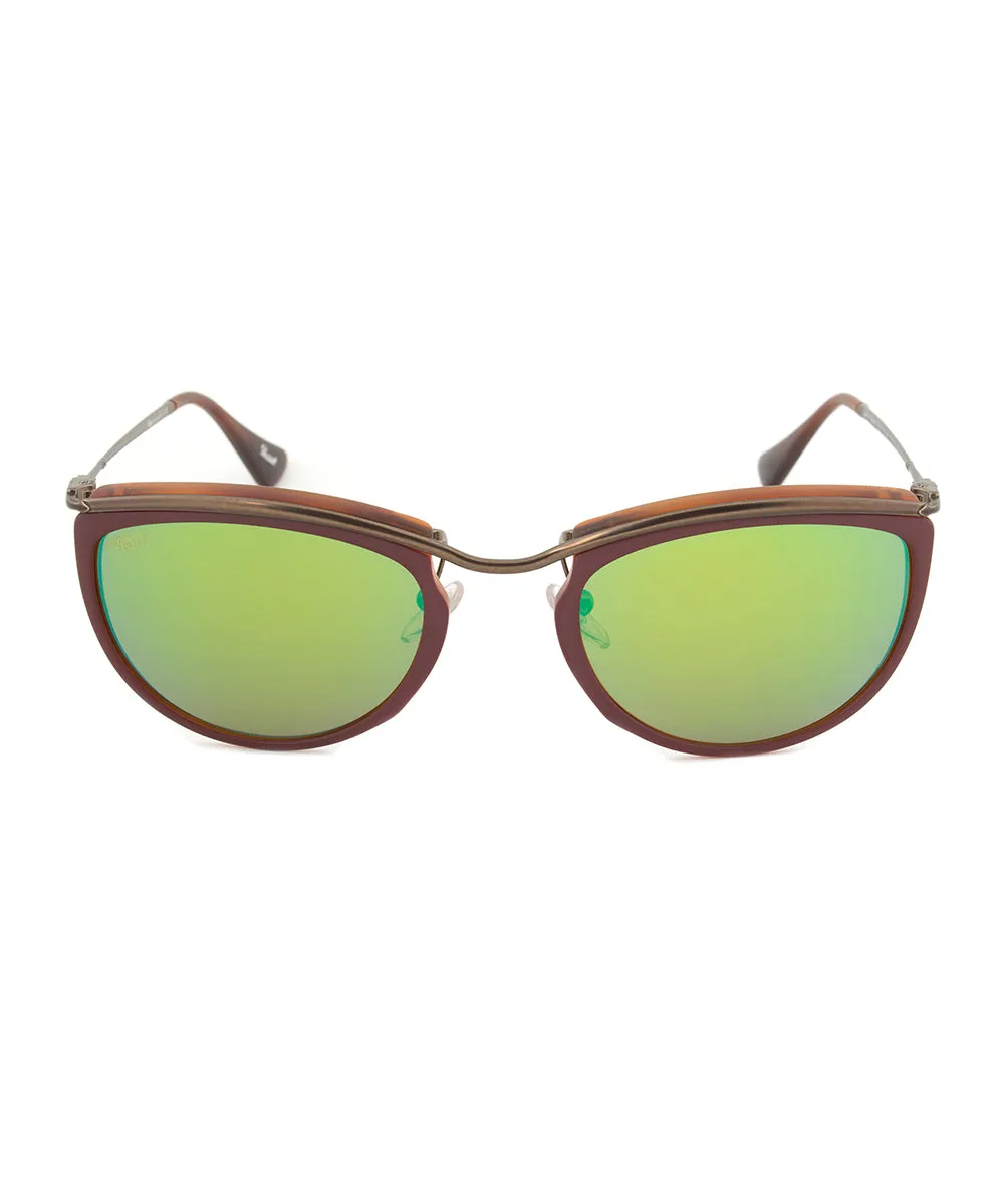 Persol PO3082S 1006/07 Sunglasses | Red and Matte Havana Frame | Brown Mirror Gold Lens