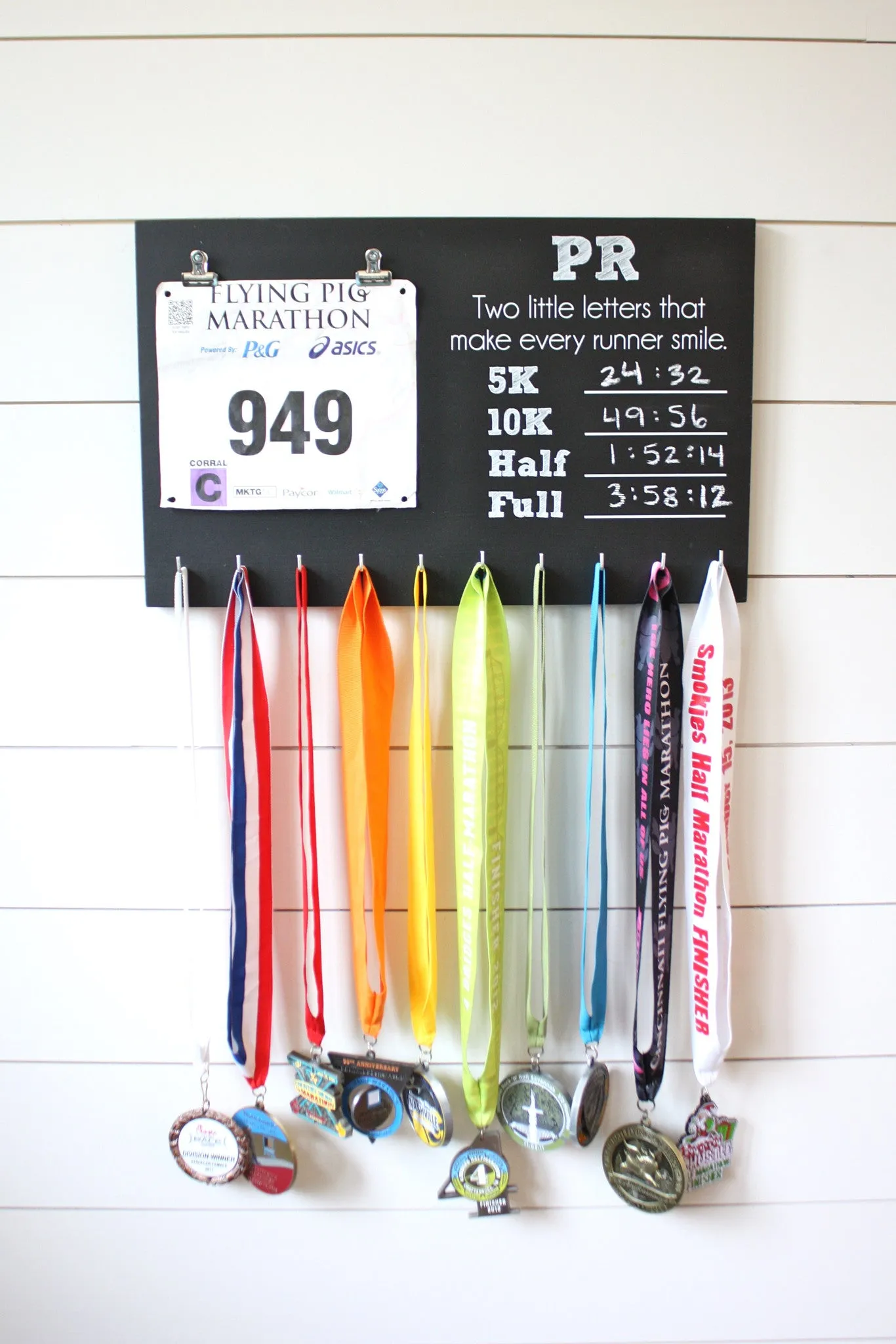 PR Race Bib and Medal Holder - 5K, 10K, Half, & Full