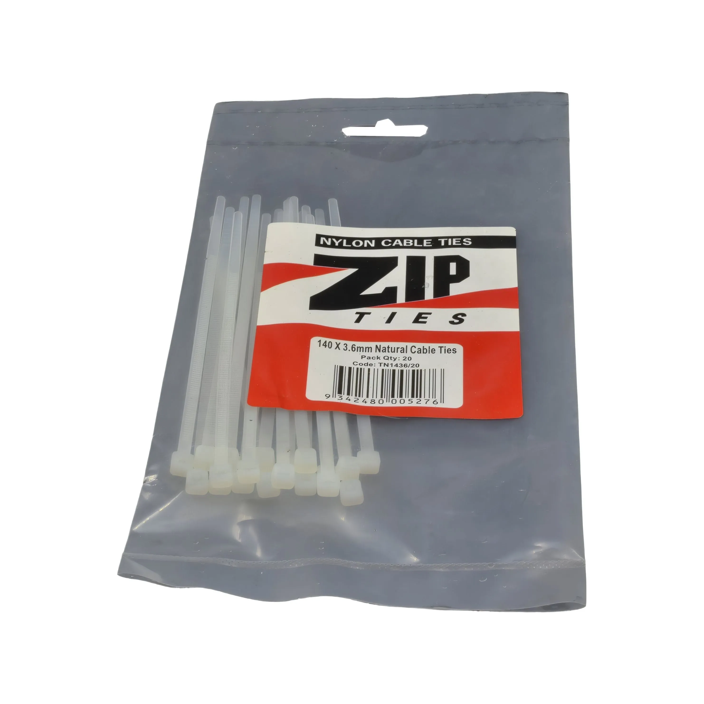 RAPTOR Natural 140mm x 3.6mm Medium Duty Cable Ties, 20 Pack