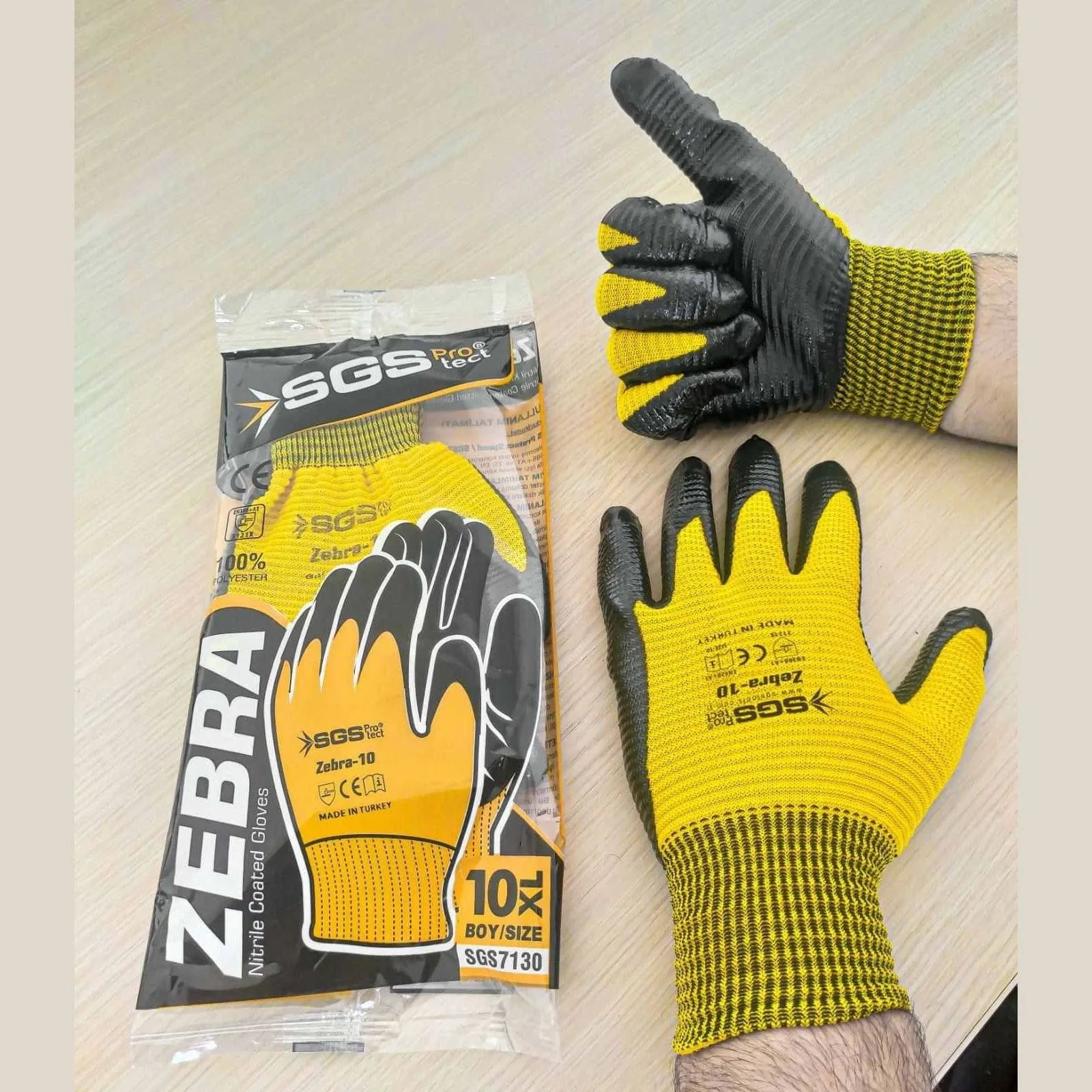 SGS Nitrile Coated Polyester Gloves