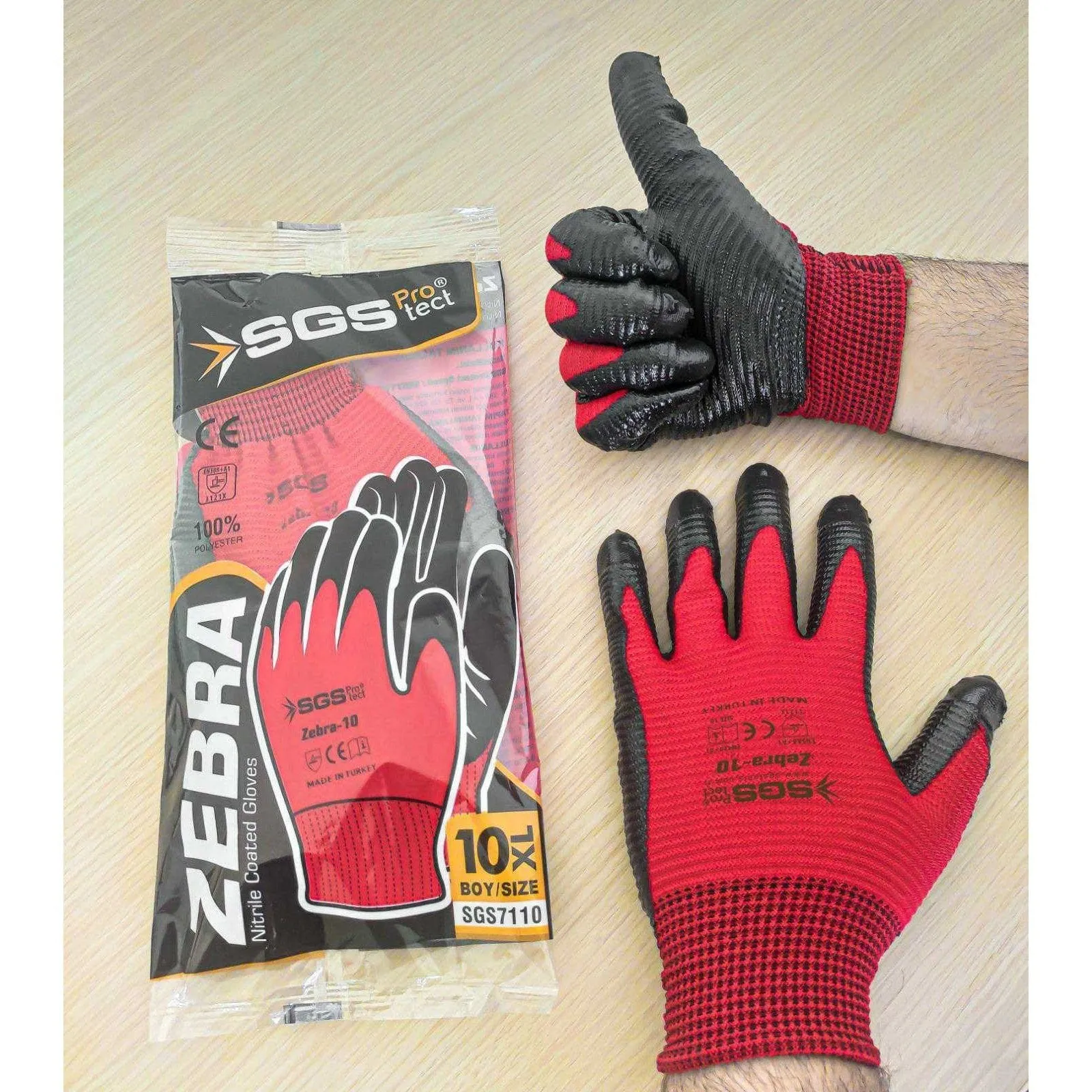 SGS Nitrile Coated Polyester Gloves
