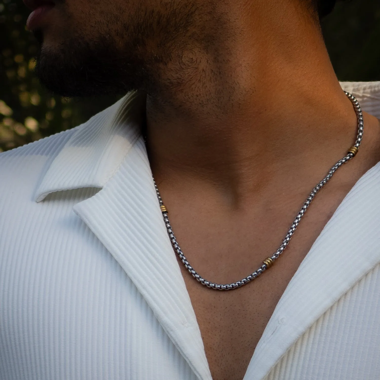 Silver & Gold Design Chain Necklace