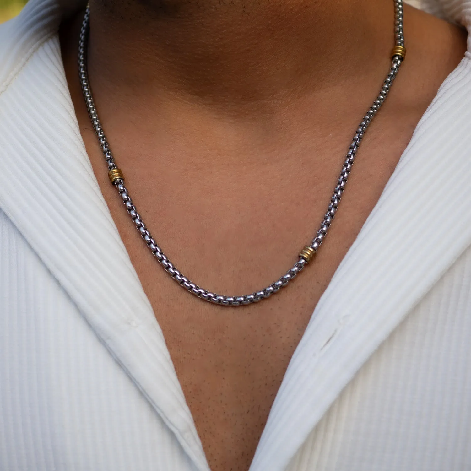 Silver & Gold Design Chain Necklace
