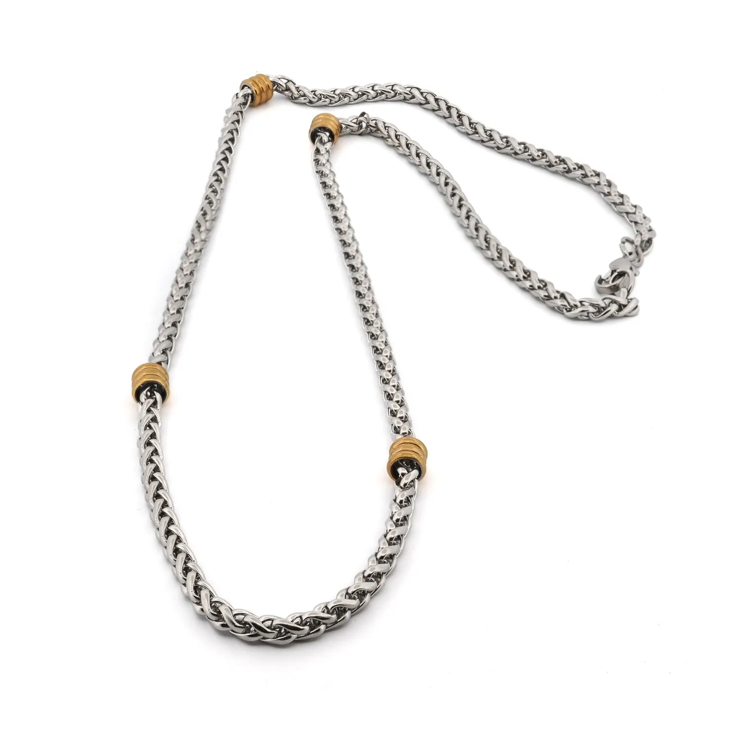 Silver & Gold Design Chain Necklace