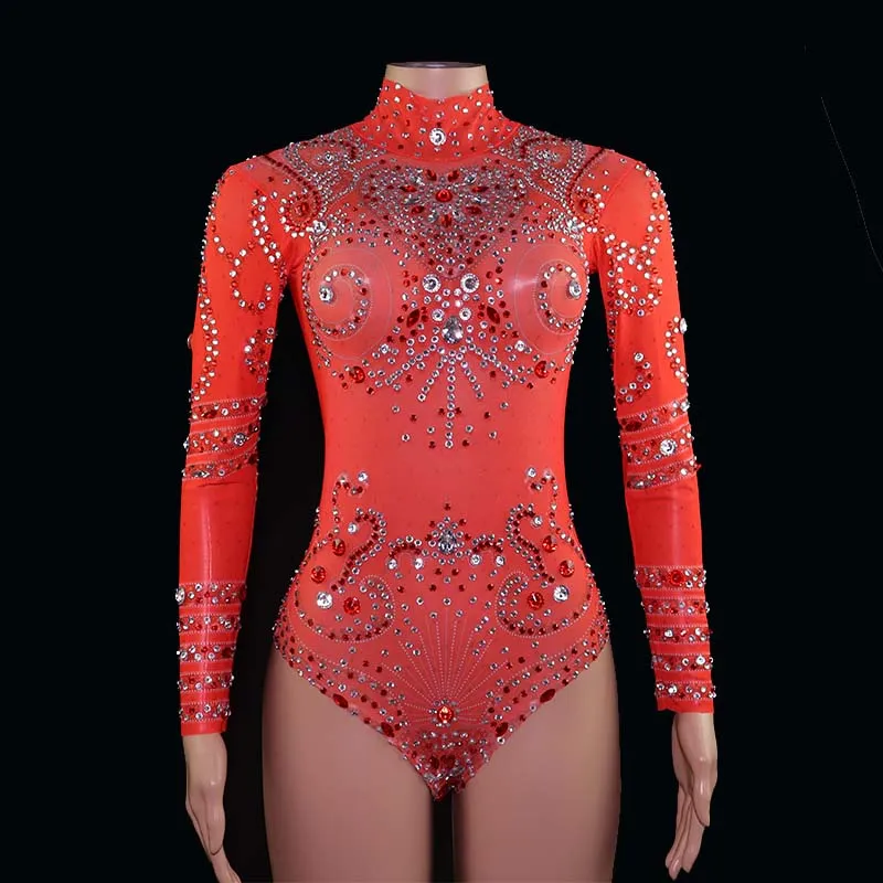 Sparkly Rhinestones Leotard Sexy Dance