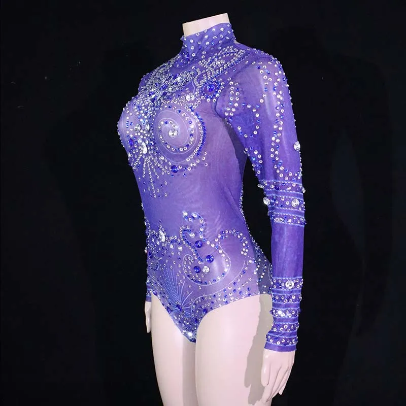 Sparkly Rhinestones Leotard Sexy Dance