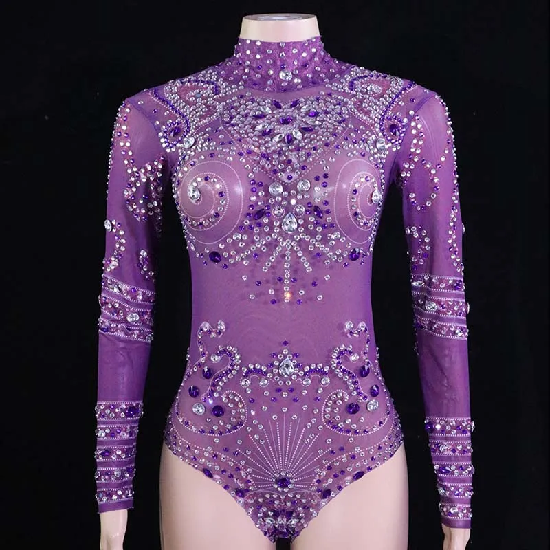 Sparkly Rhinestones Leotard Sexy Dance