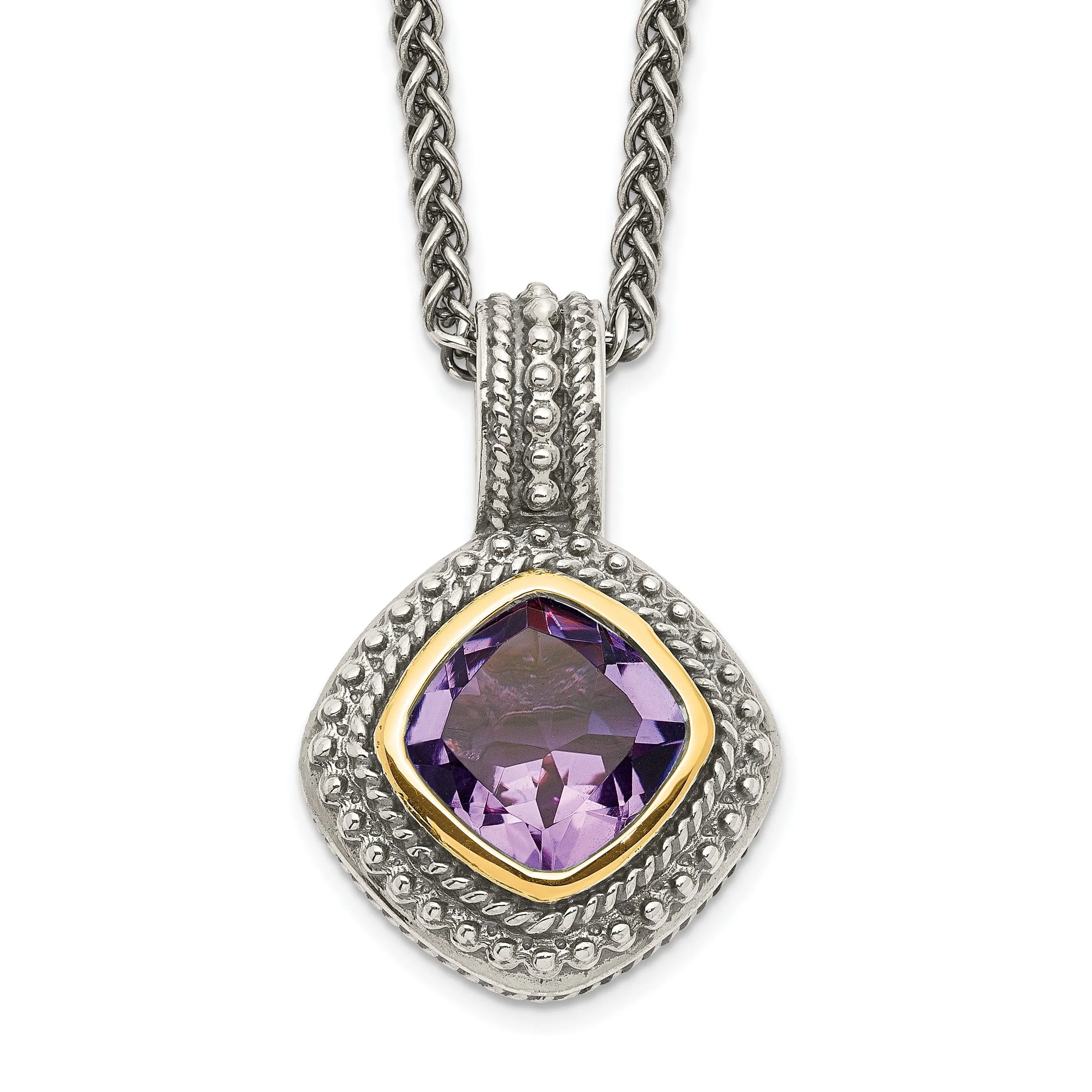 Sterling Silver Gold Amethyst Necklace