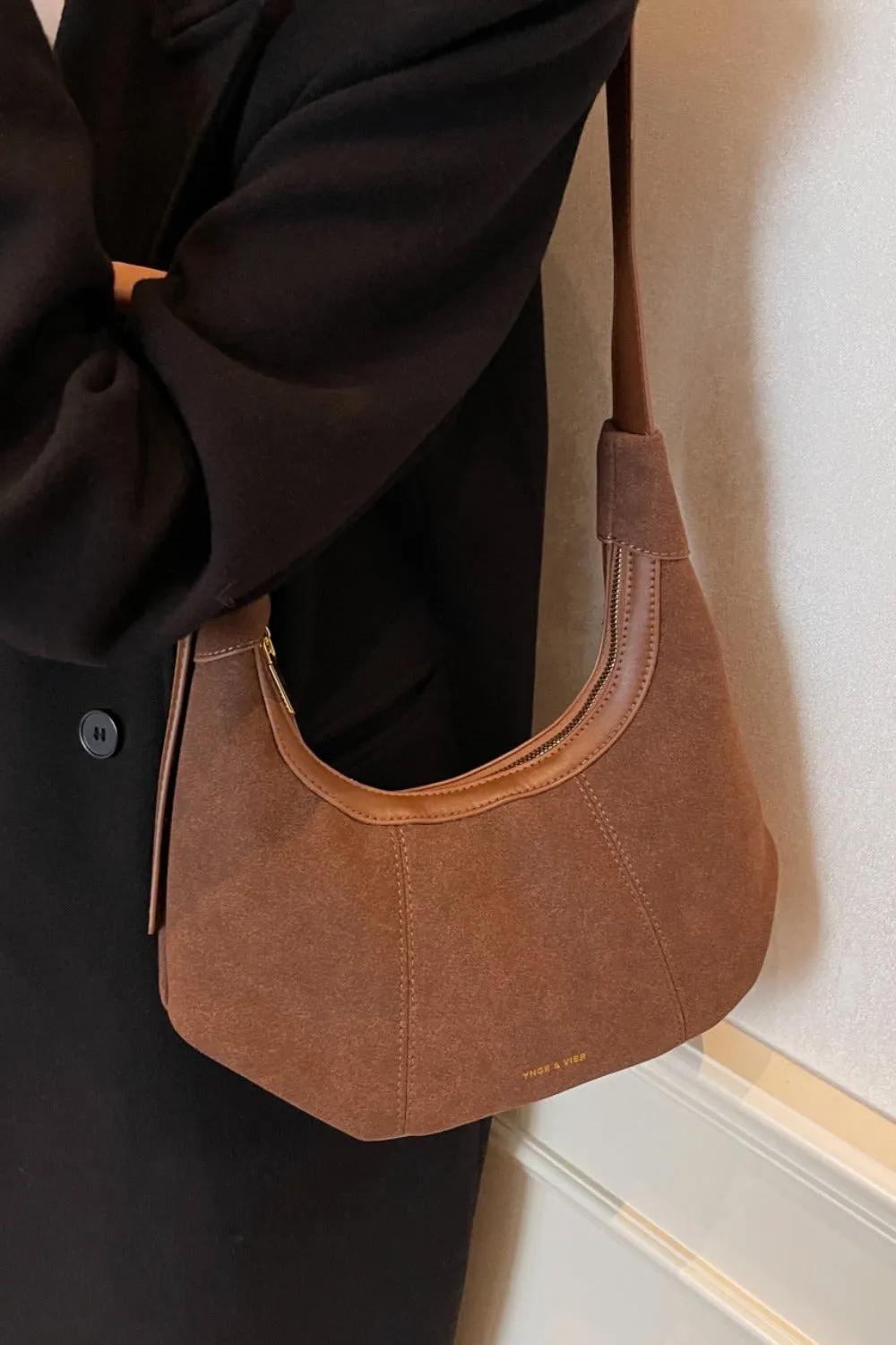 Suede Adjustable Strap Shoulder Bag