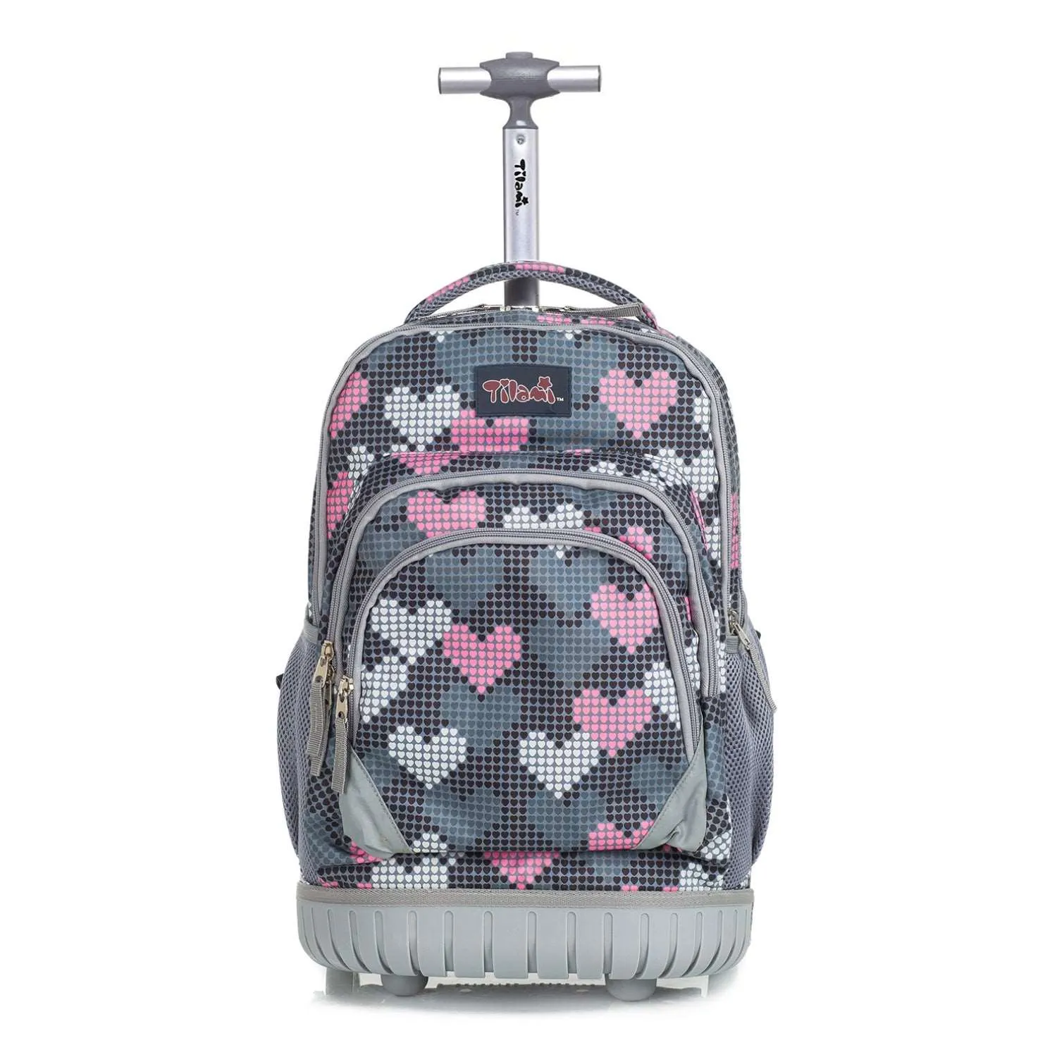 Tilami Grey Falling Love Rolling Backpack 18 inch Laptop Backpack