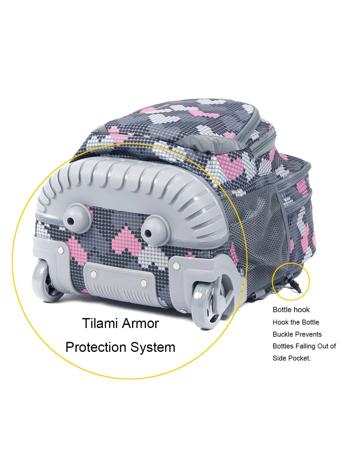 Tilami Grey Falling Love Rolling Backpack 18 inch Laptop Backpack
