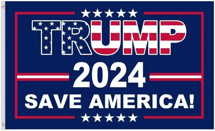 Trump 2024 Save America Flag  - American Flag Text