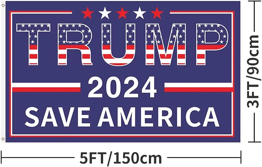 Trump 2024 Save America Flag  - American Flag Text