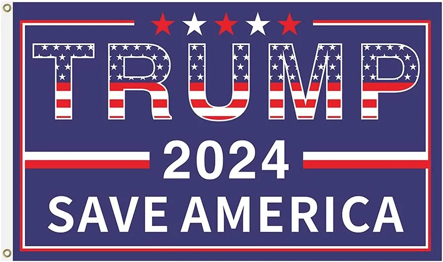 Trump 2024 Save America Flag  - American Flag Text