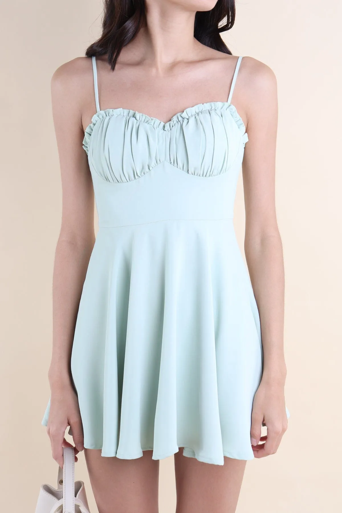 TWILIGHT MINI DRESS IN MINT SAGE