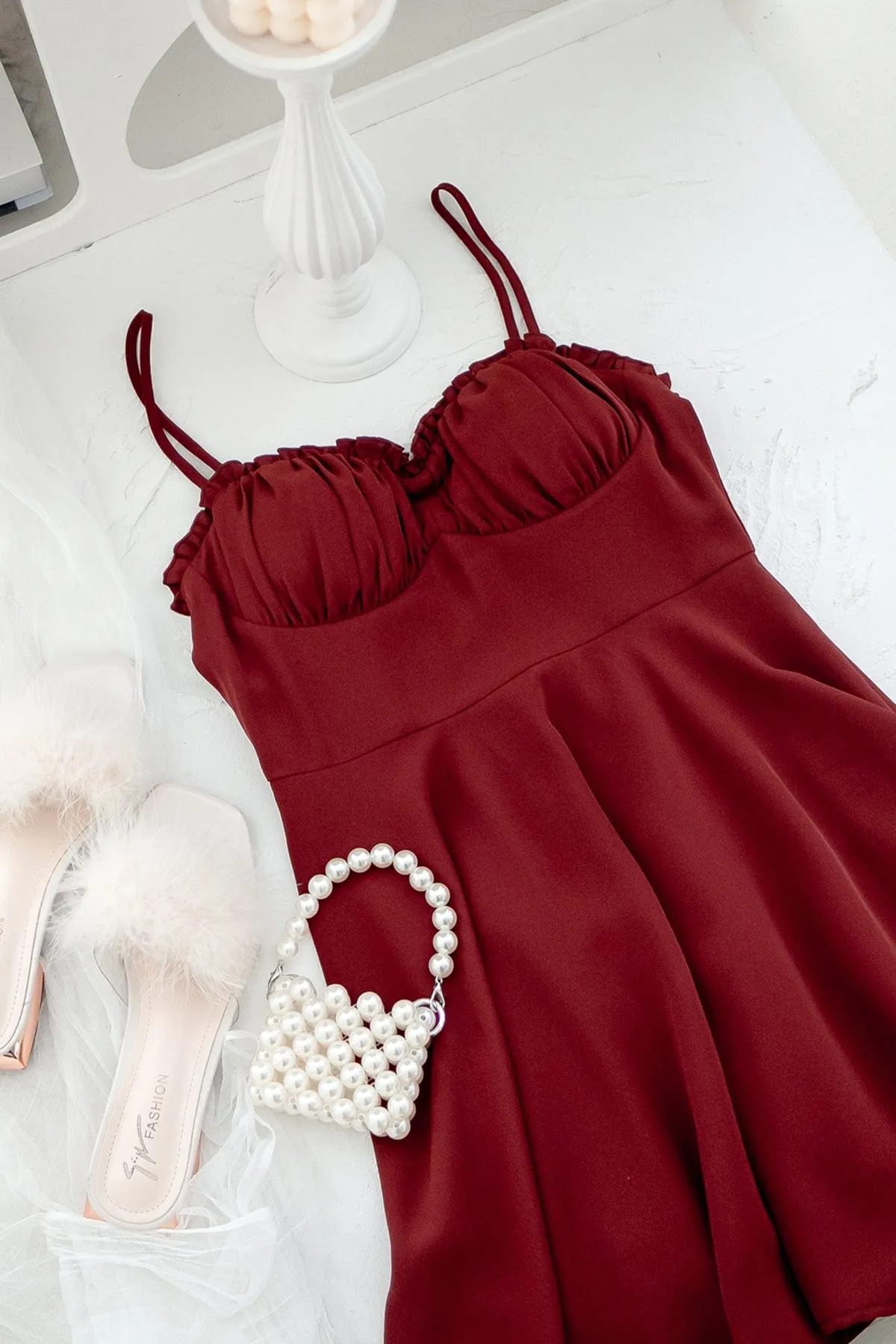 TWILIGHT MINI DRESS IN WINE