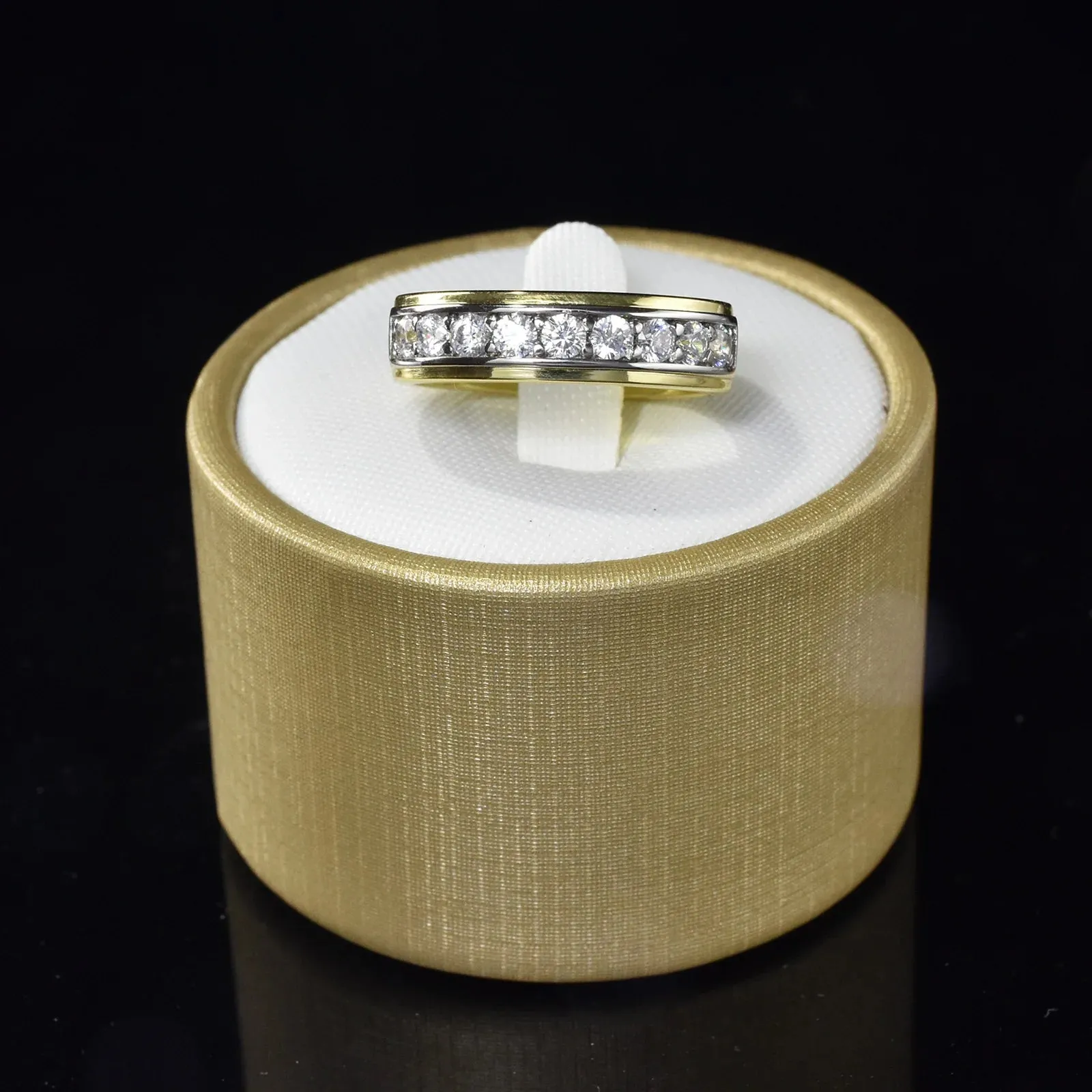 Two Tone Brilliant Round Cut Men's Ring Band